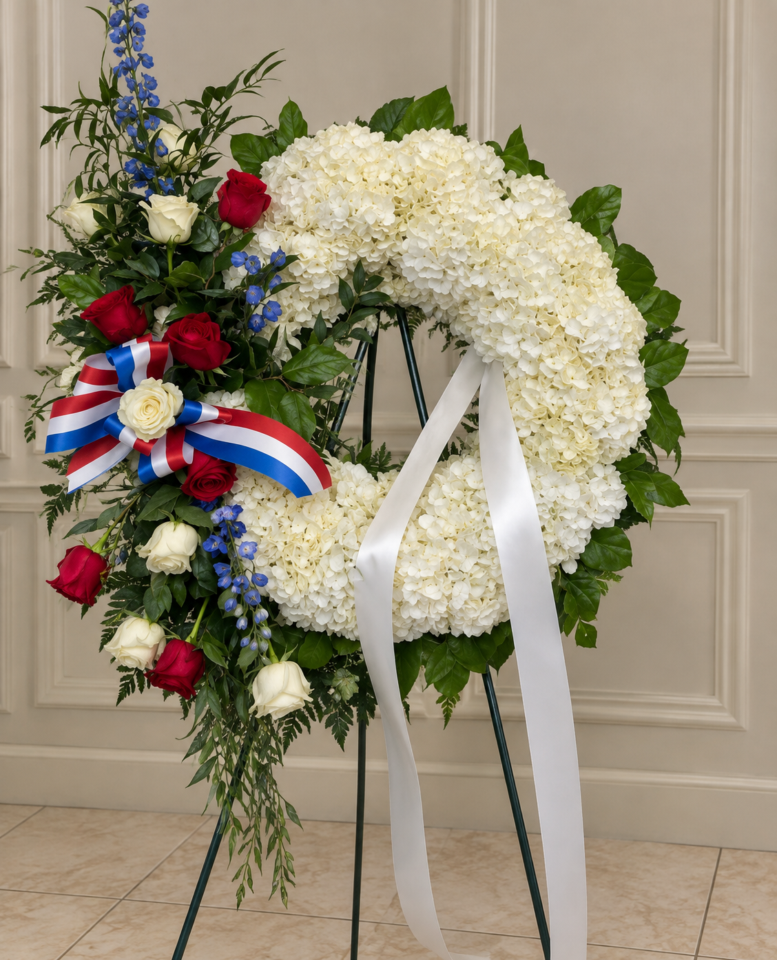 GF-PFW-1 - Patriotic Funeral Wreath – Red, White and Blue Tribute